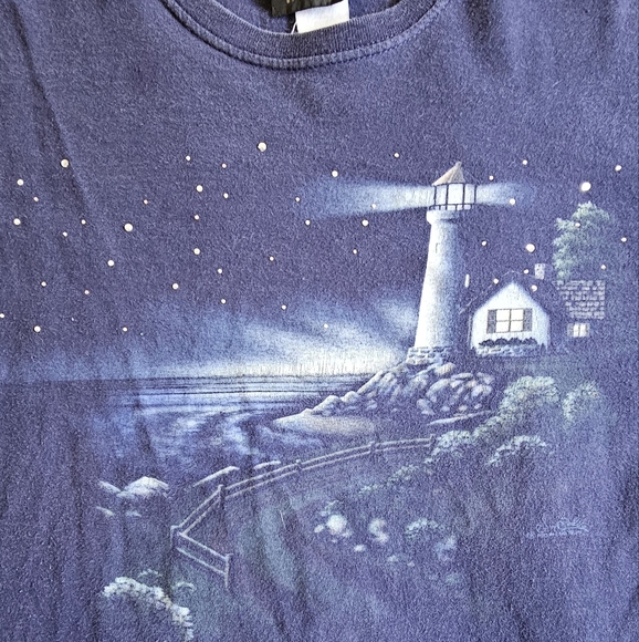 Vintage Sunburst by Morning Star light house print t-shirt size L - Picture 3 of 10